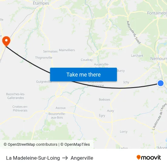 La Madeleine-Sur-Loing to Angerville map
