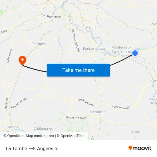 La Tombe to Angerville map