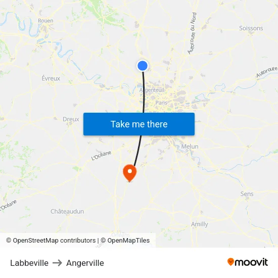 Labbeville to Angerville map