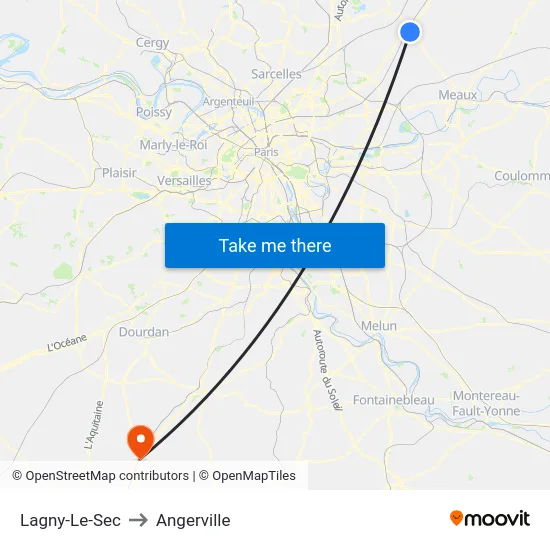 Lagny-Le-Sec to Angerville map