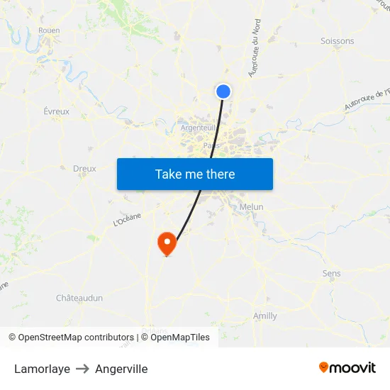 Lamorlaye to Angerville map