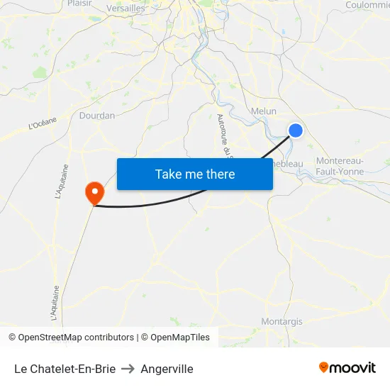 Le Chatelet-En-Brie to Angerville map