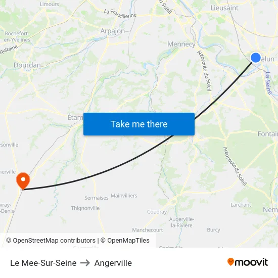 Le Mee-Sur-Seine to Angerville map