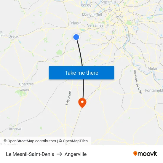 Le Mesnil-Saint-Denis to Angerville map