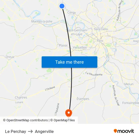 Le Perchay to Angerville map