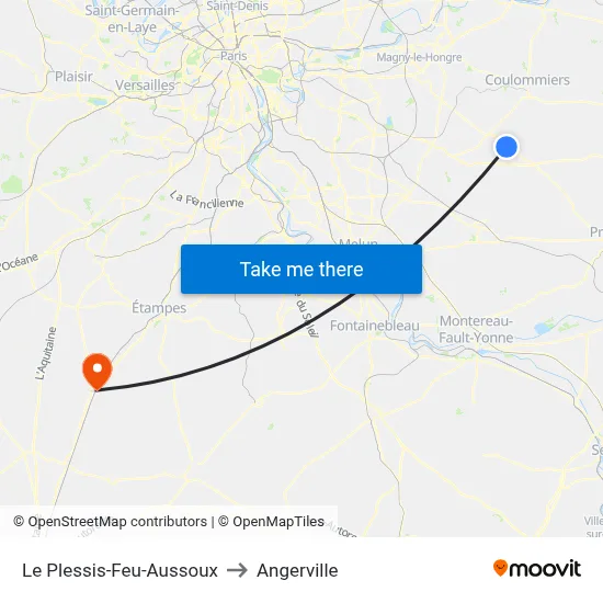 Le Plessis-Feu-Aussoux to Angerville map