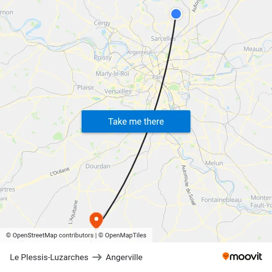 Le Plessis-Luzarches to Angerville map