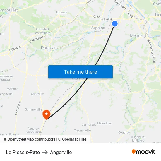 Le Plessis-Pate to Angerville map