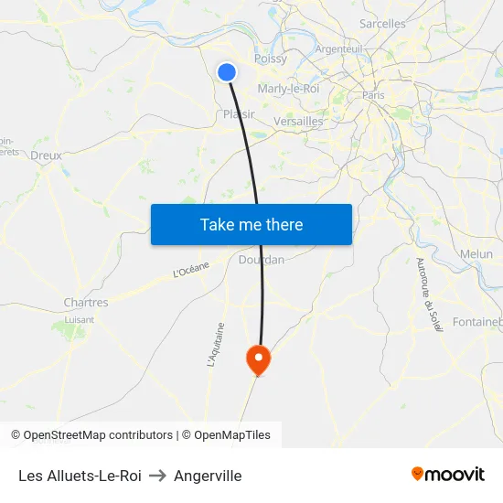 Les Alluets-Le-Roi to Angerville map