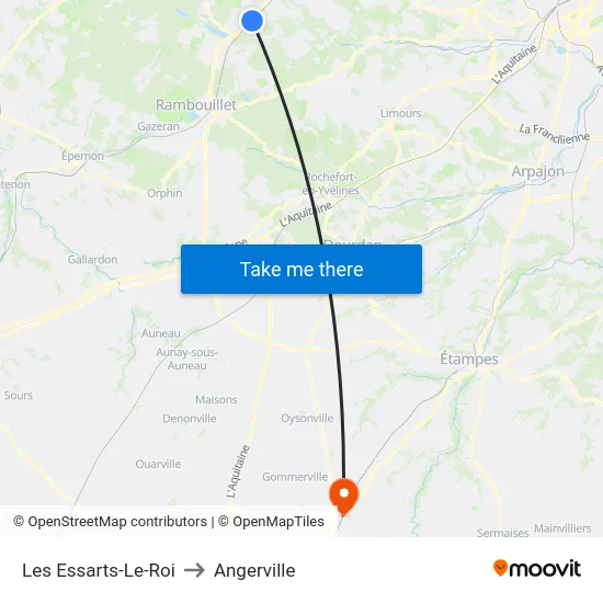 Les Essarts-Le-Roi to Angerville map