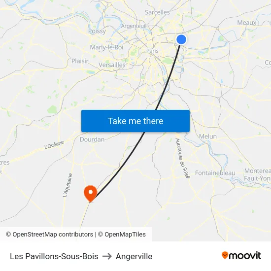 Les Pavillons-Sous-Bois to Angerville map