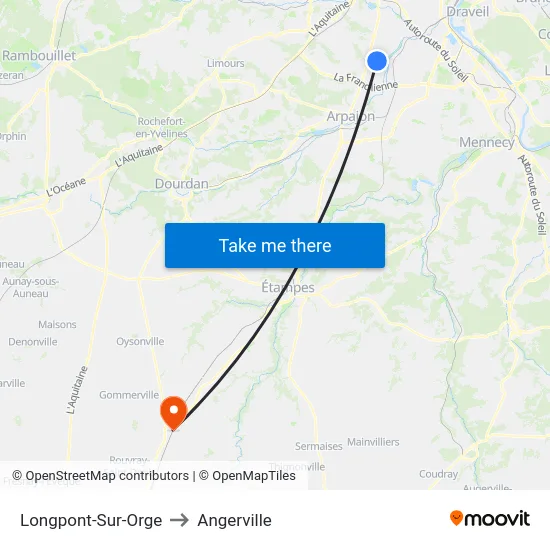 Longpont-Sur-Orge to Angerville map