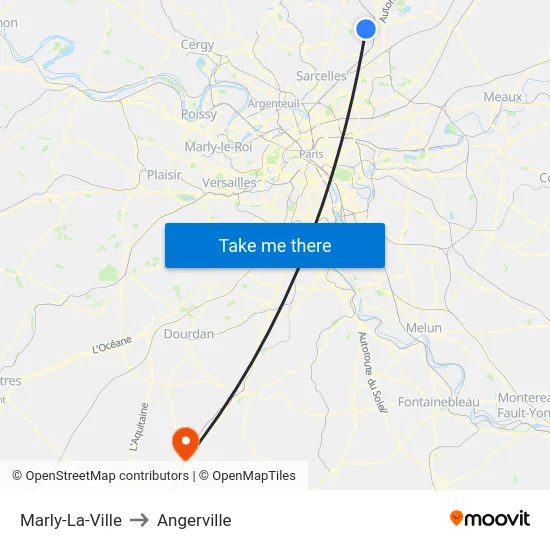 Marly-La-Ville to Angerville map