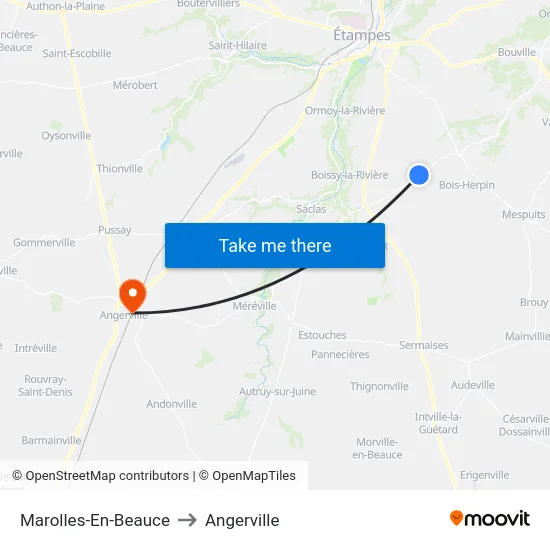 Marolles-En-Beauce to Angerville map