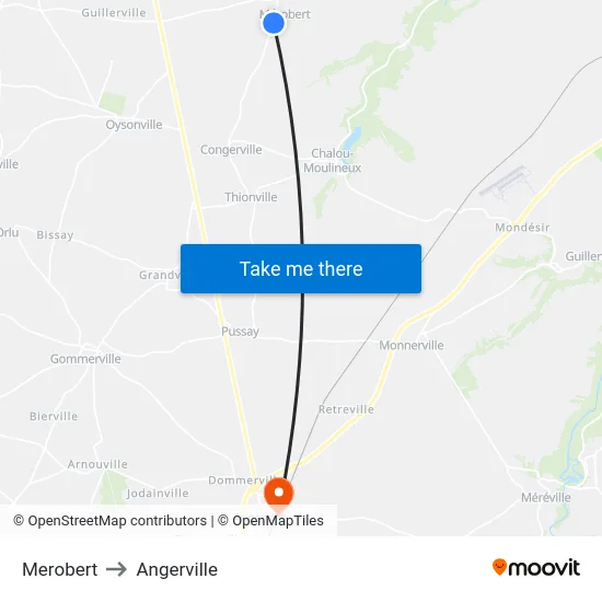 Merobert to Angerville map