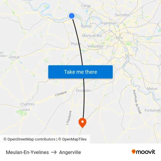Meulan-En-Yvelines to Angerville map