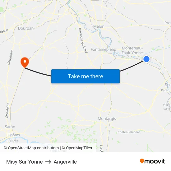 Misy-Sur-Yonne to Angerville map