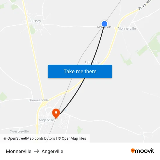 Monnerville to Angerville map