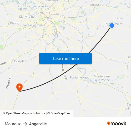 Mouroux to Angerville map