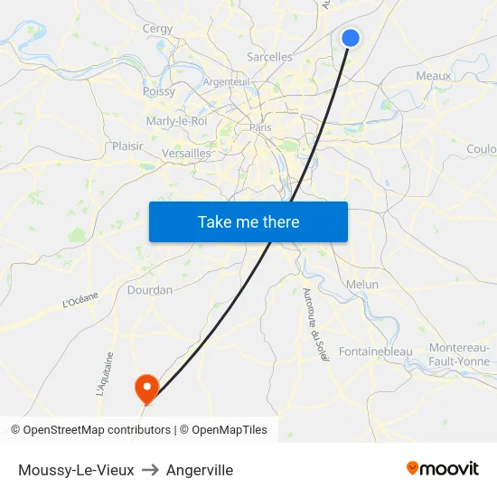 Moussy-Le-Vieux to Angerville map