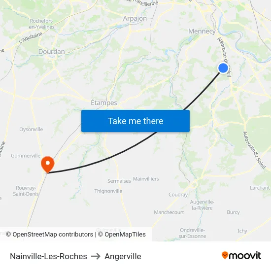 Nainville-Les-Roches to Angerville map