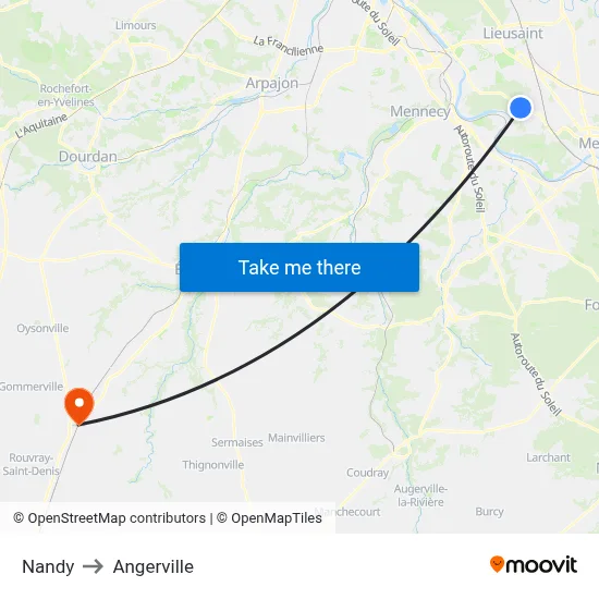 Nandy to Angerville map