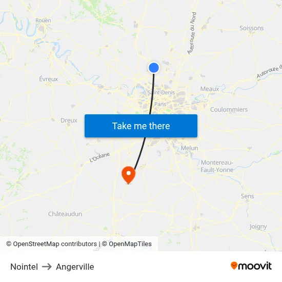 Nointel to Angerville map