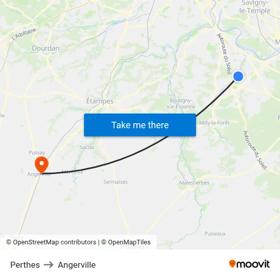 Perthes to Angerville map