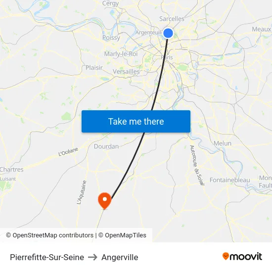 Pierrefitte-Sur-Seine to Angerville map