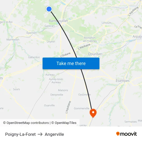 Poigny-La-Foret to Angerville map