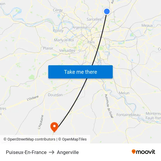 Puiseux-En-France to Angerville map