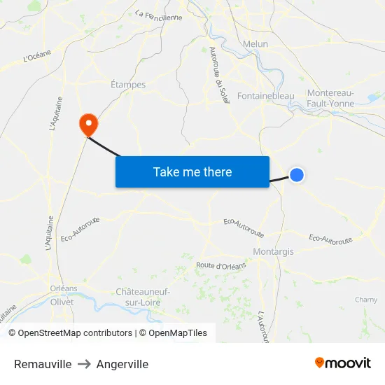 Remauville to Angerville map