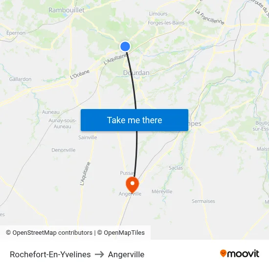 Rochefort-En-Yvelines to Angerville map
