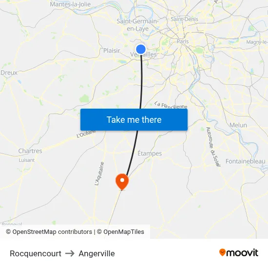 Rocquencourt to Angerville map