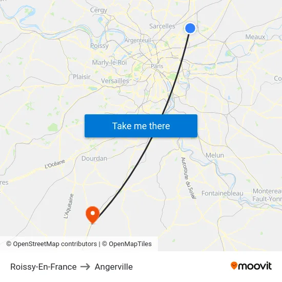 Roissy-En-France to Angerville map