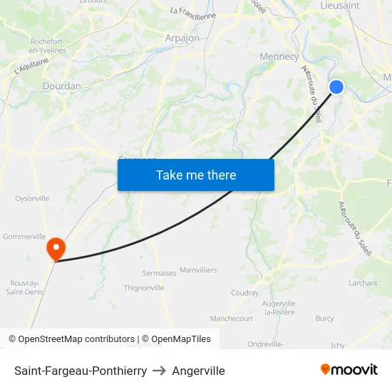 Saint-Fargeau-Ponthierry to Angerville map