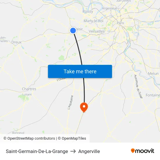 Saint-Germain-De-La-Grange to Angerville map