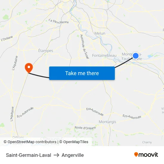 Saint-Germain-Laval to Angerville map