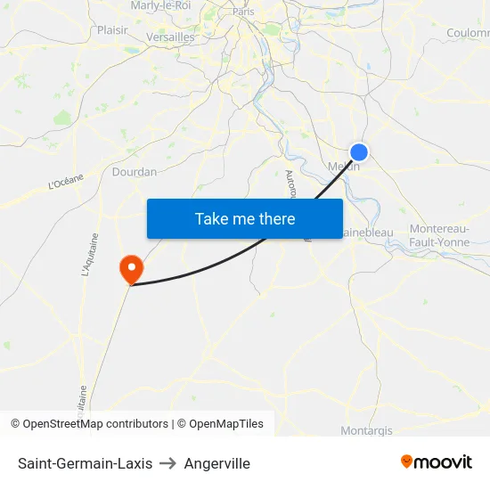 Saint-Germain-Laxis to Angerville map