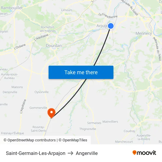 Saint-Germain-Les-Arpajon to Angerville map