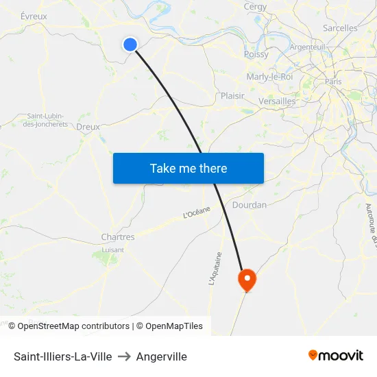 Saint-Illiers-La-Ville to Angerville map