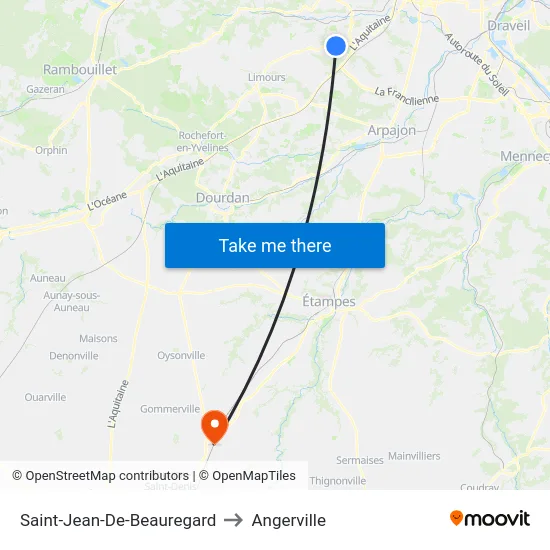 Saint-Jean-De-Beauregard to Angerville map