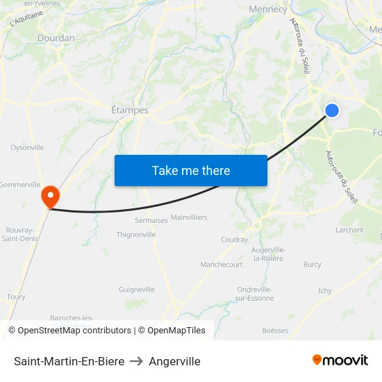 Saint-Martin-En-Biere to Angerville map