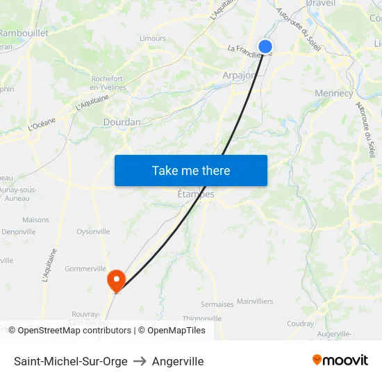 Saint-Michel-Sur-Orge to Angerville map