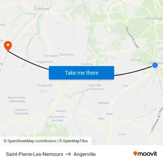 Saint-Pierre-Les-Nemours to Angerville map