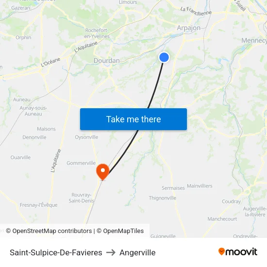 Saint-Sulpice-De-Favieres to Angerville map