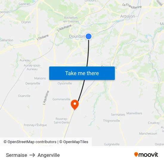 Sermaise to Angerville map