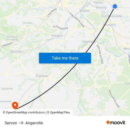 Servon to Angerville map