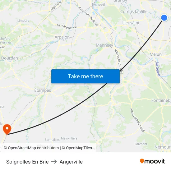 Soignolles-En-Brie to Angerville map