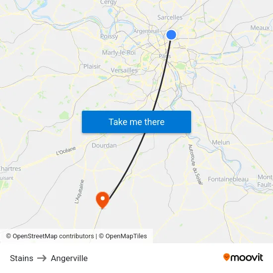 Stains to Angerville map